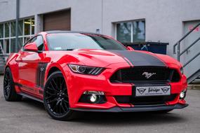 Mustang Gt Red car parked at building