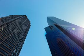 tops of contemporary towers at sky, usa, Washington, Seattle