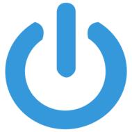 web icon, blue power on button