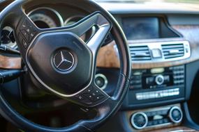 steering wheel in a Mercedes car