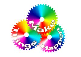 make things happen, writing on colorful gears