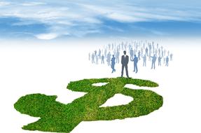 business market dollar grass green people