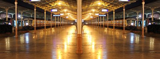 Train Station Empty gold lights