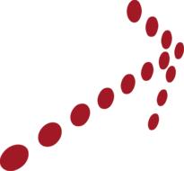 Red arrow made of point, at white background, on clipart