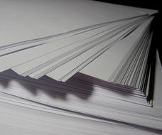 stack of white paper close up