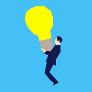 man with yellow light bulb as an idea concept