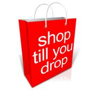 shop till you drop red bag