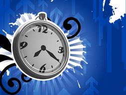clock on the blue background as an illustration