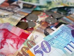 shekels banknotes and coins, israel