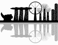 clipart of marina bay sands landmarks