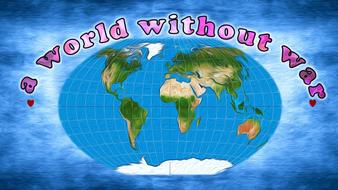 banner, map of the world without war