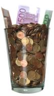 coins in a glass