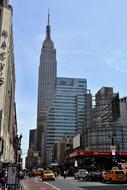 Empire State Building on street, usa, manhattan, New York city