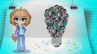 image of a girl near a light bulb