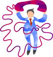cartoon businessman with phone