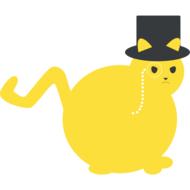 painted fat yellow cat wearing black hat