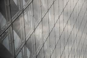 symmetry in the facade of a modern building close up