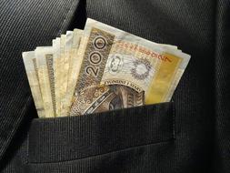 banknotes in pocket
