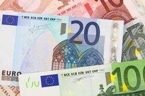 Colorful and beautiful Euro banknotes with architecture