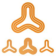 orange color abstract three point drawing