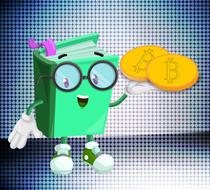 drawn book holding bitcoins