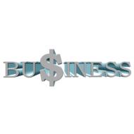Blue and grey "Business" banner at white background, clipart