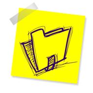 folder, drawing on yellow sticker