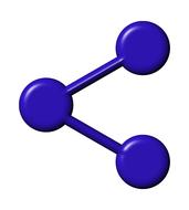 Blue share icon at white background