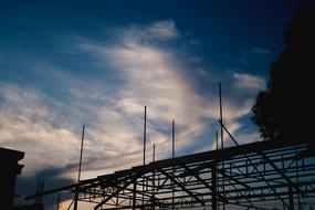 steel construction on grey sky background