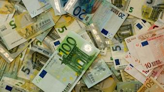 spilled euro banknotes