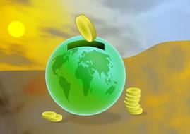 money finance gold coins globe
