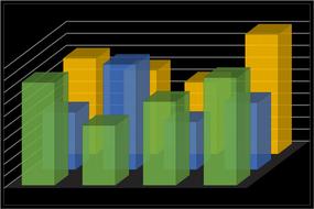 Colorful analytics shapes, at black background, clipart