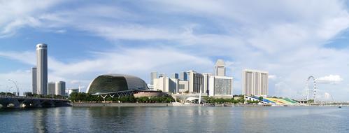 Beautiful cityscape with the coast and Marina Centre in Singapore