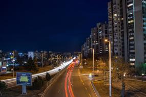 panoramic view of the road in the night city