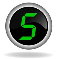 Digital number "5" on the round icon, clipart