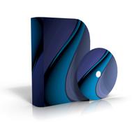 Beautiful and colorful box and disc with software, at white background