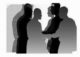 black and gray silhouette of businessmen cooperation