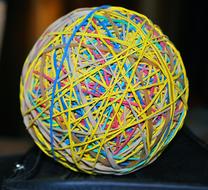 a ball of colored rubber bands