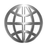Shiny, metallic global icon, on clipart