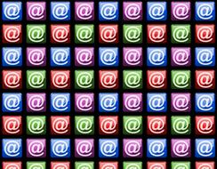 colorful email symbols at black background