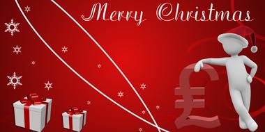 christmas banner with gifts and santa claus