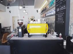 yellow coffee machine