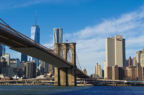 cityscape of Brooklyn Bridge in Manhattan Downtown