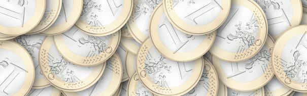 banner with euro coins