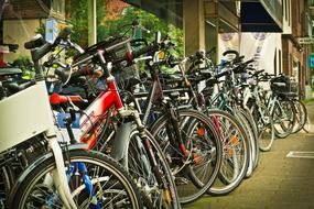 bicycles in the parking lot in the store