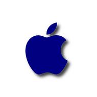 blue apple logo on white background