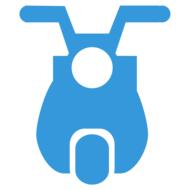 blue pictogram on white