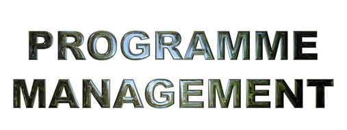 Shiny "Programme Management" sign, at white background, clipart