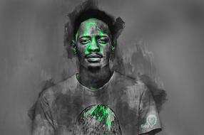 gray-green clipart of a dark-skinned young man