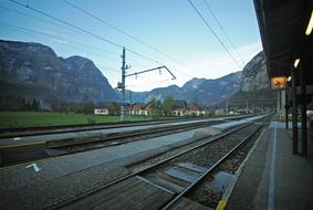 Train Station Tracks in the mountains at dusk